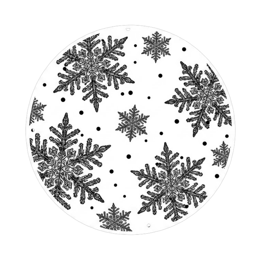 White circle with snowflakes